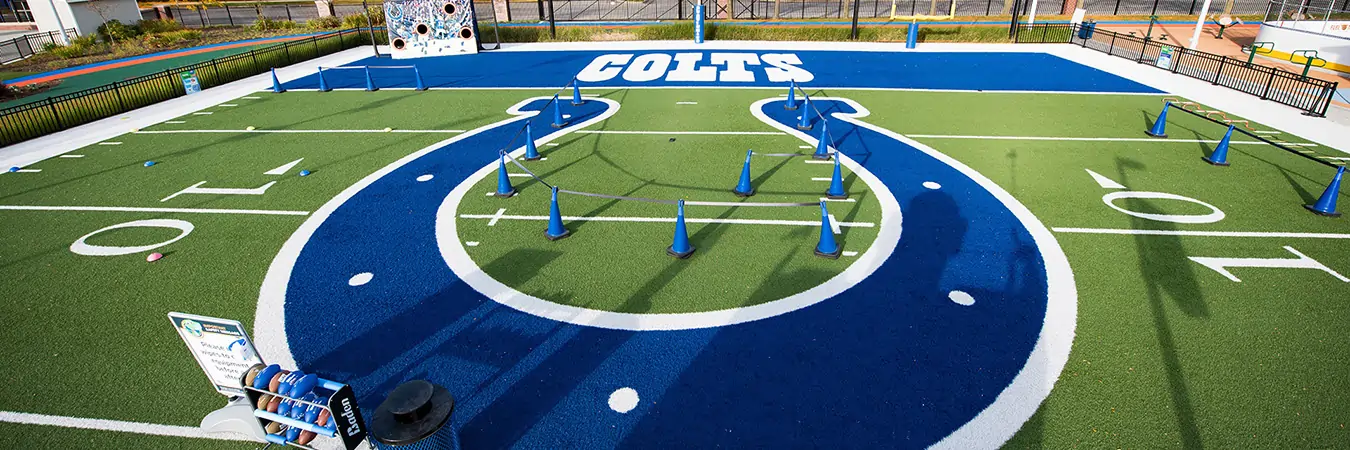Artificial grass with colts logo