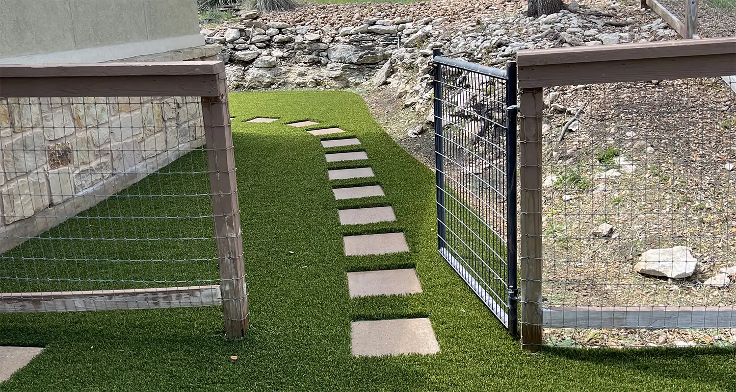 Residential artificial grass walkway installed by SYNLawn
