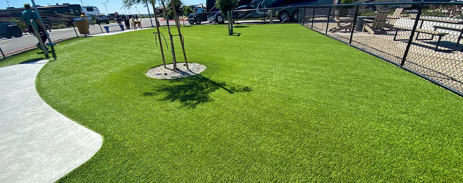 Commercial artificial grass lawn installed by SYNLawn