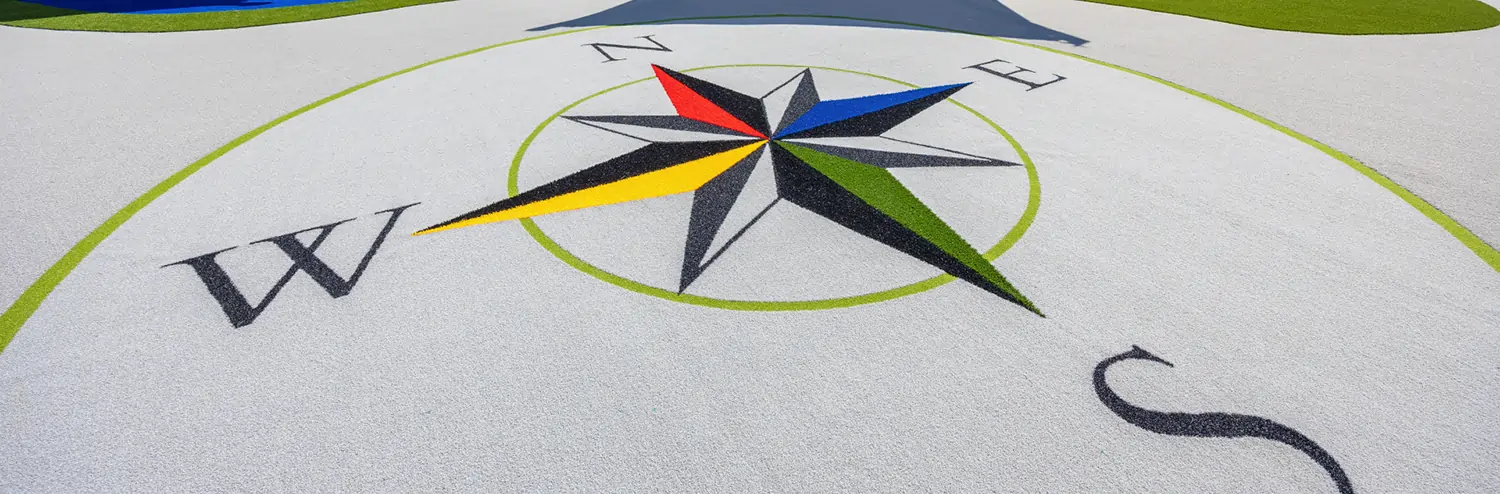 Artificial grass compass design from SYNLawn