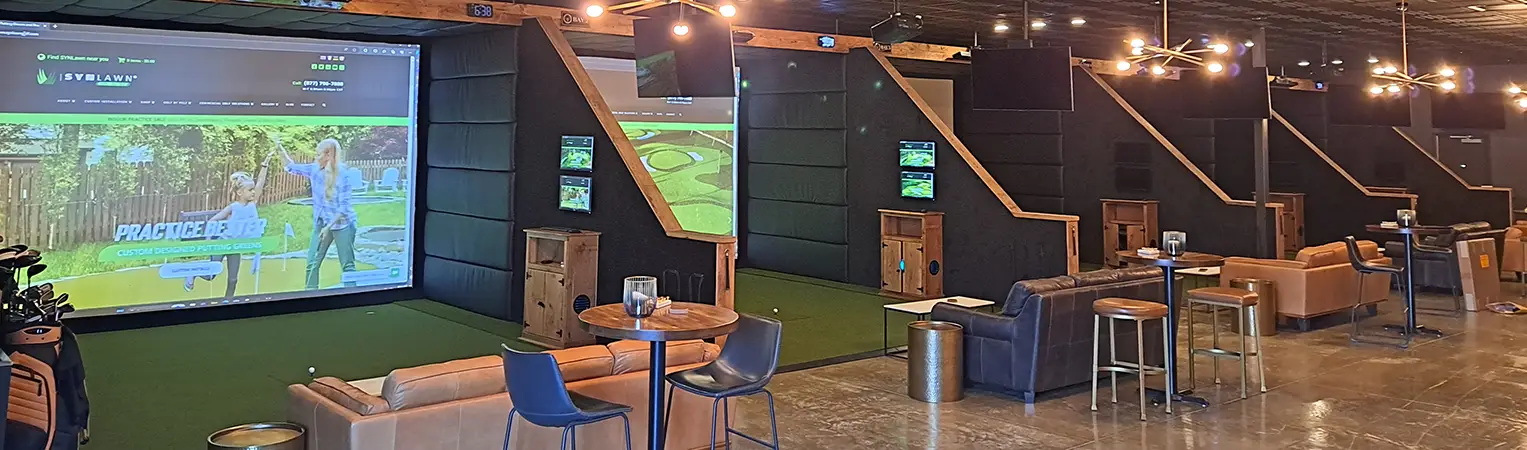 Indoor artificial grass golf simulator turf from SYNLawn